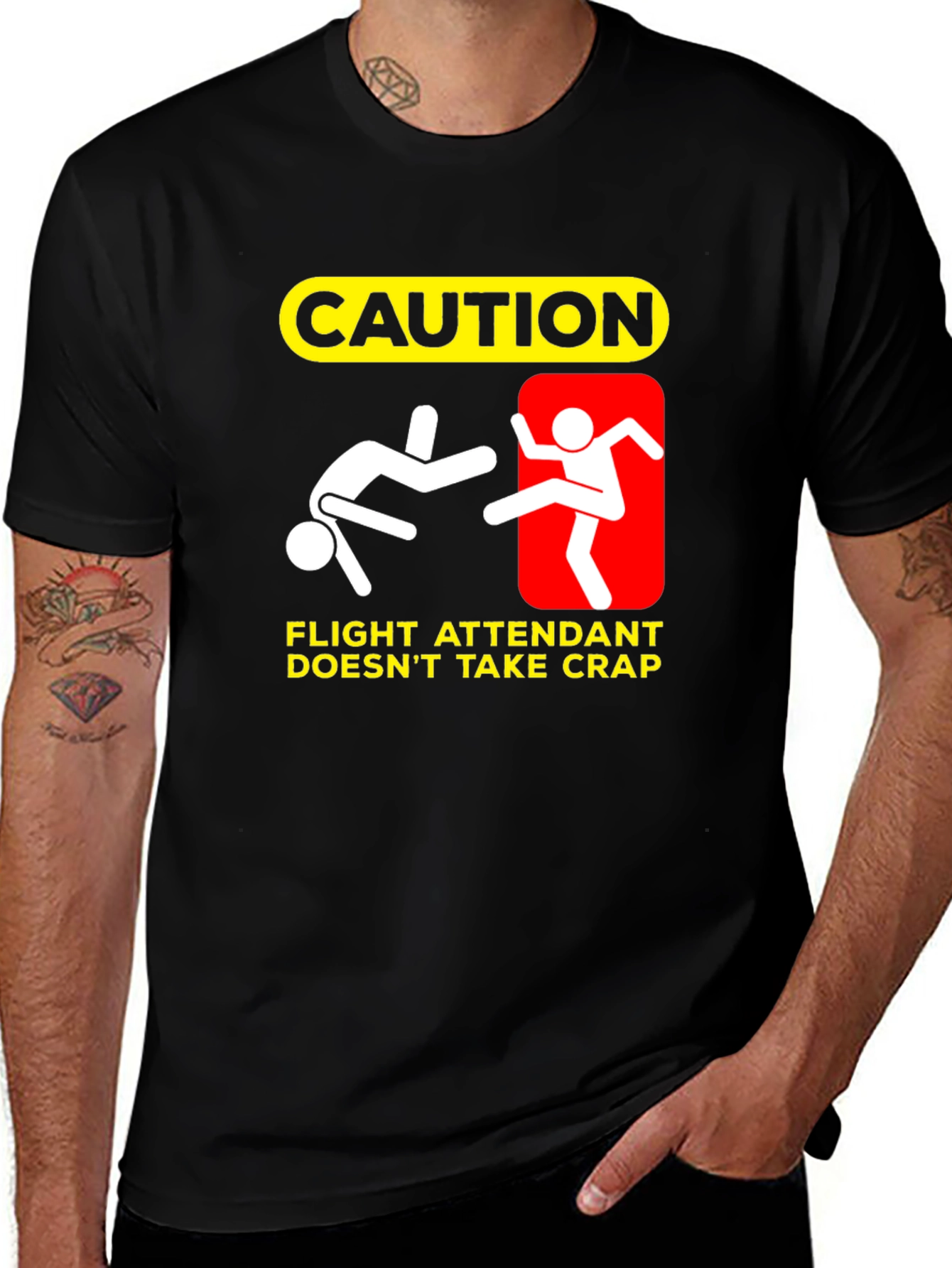 Caution Flight Attendant Funny T-Shirt