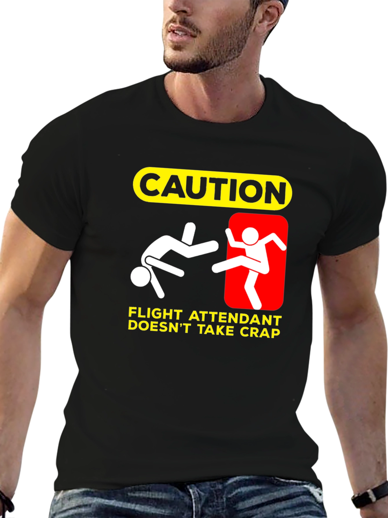 Caution Flight Attendant Funny T-Shirt
