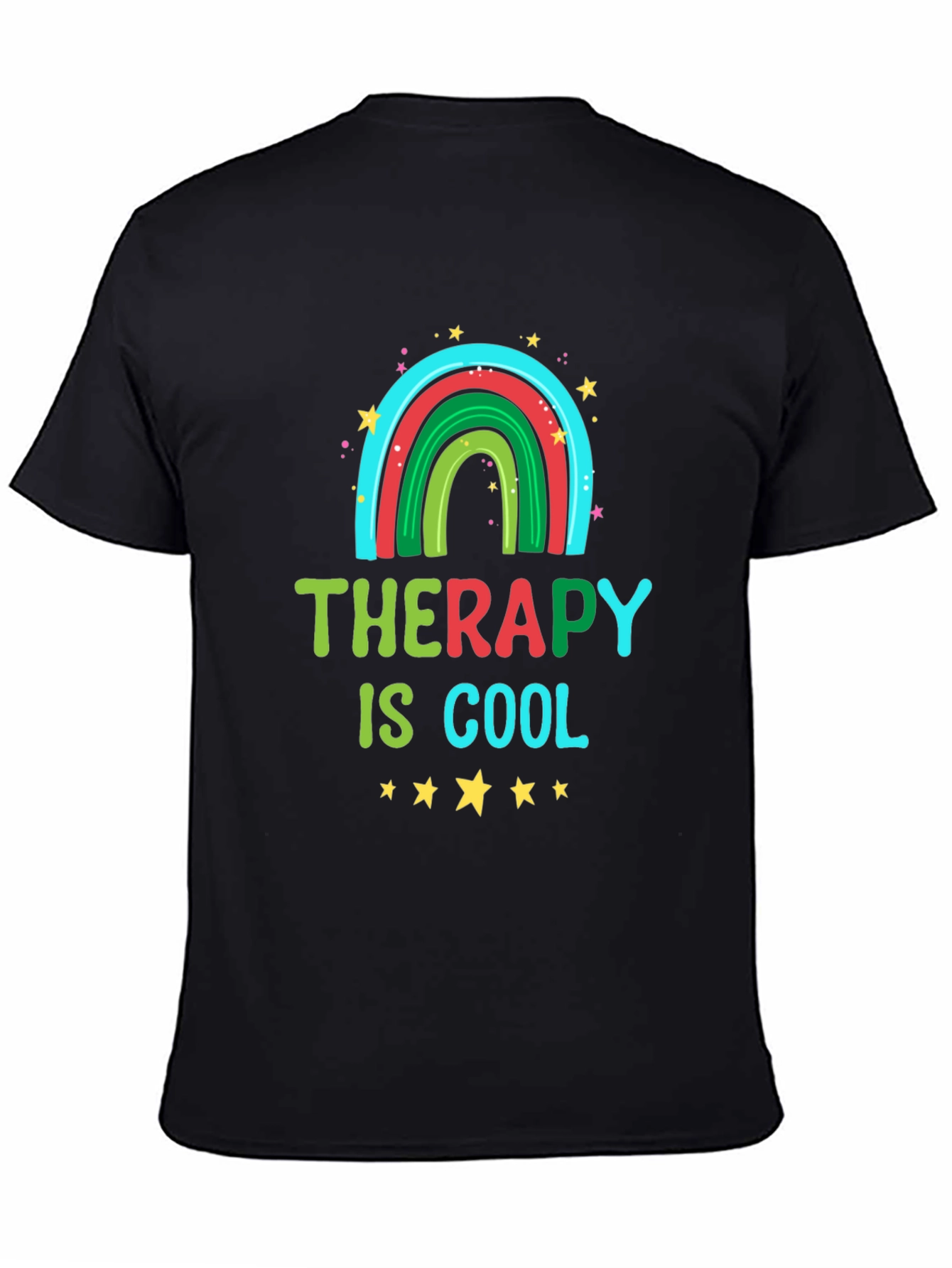 Therapy Is Cool Graphic Tee - Trendy Rainbow Design