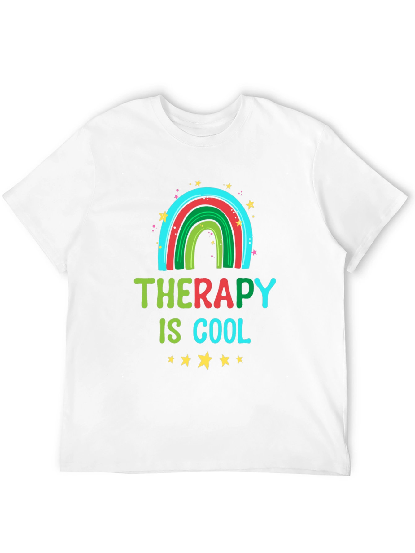 Therapy Is Cool Graphic Tee - Trendy Rainbow Design