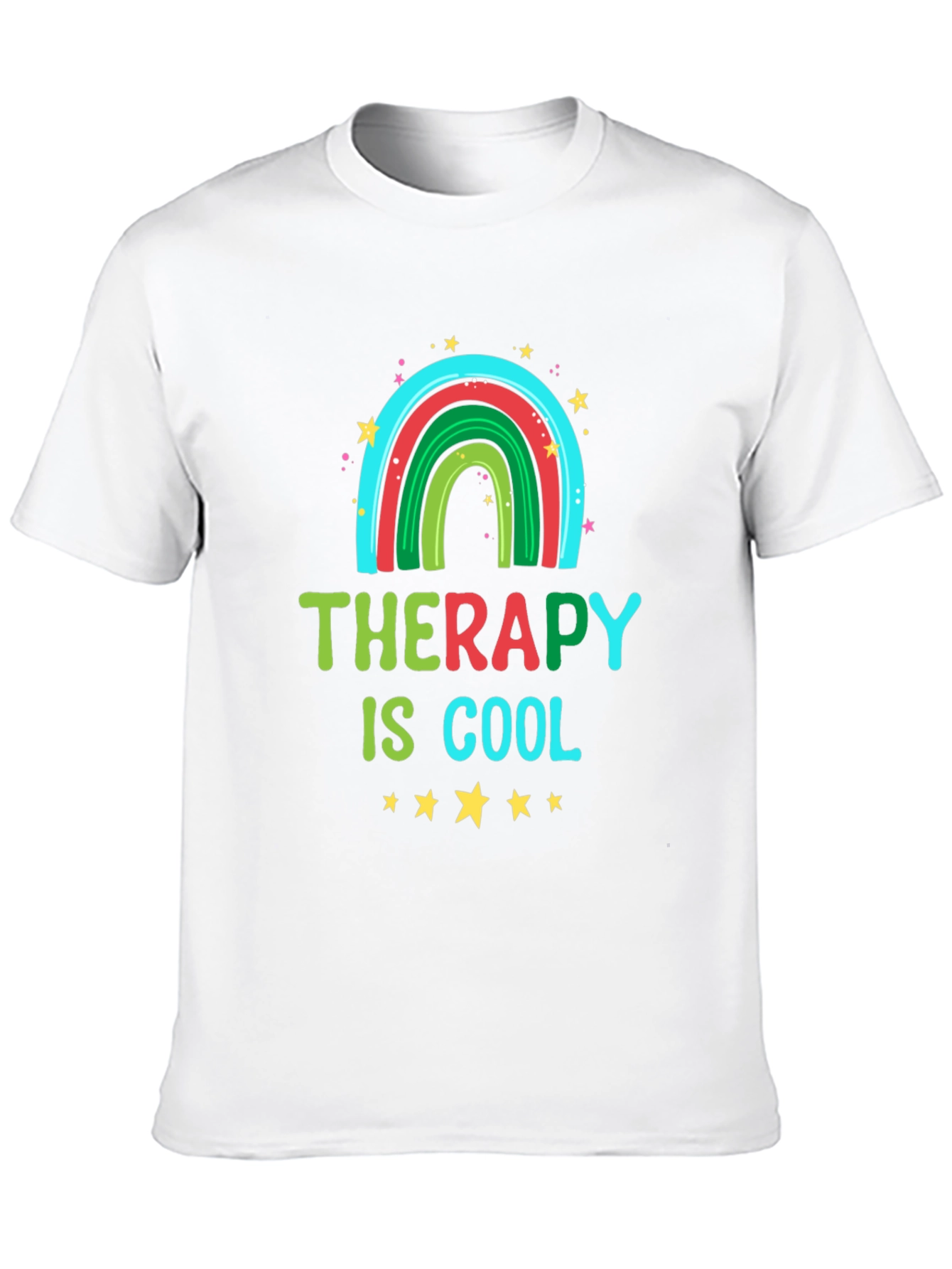 Therapy Is Cool Graphic Tee - Trendy Rainbow Design