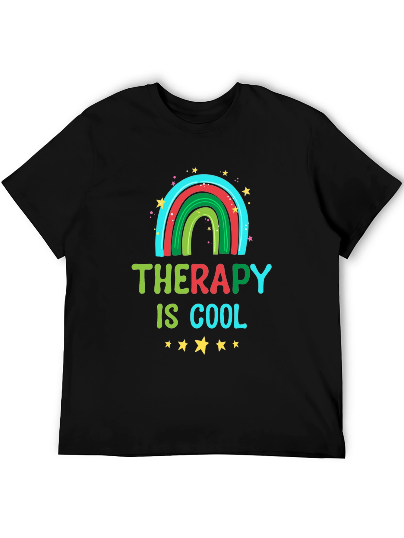 Therapy Is Cool Graphic Tee - Trendy Rainbow Design