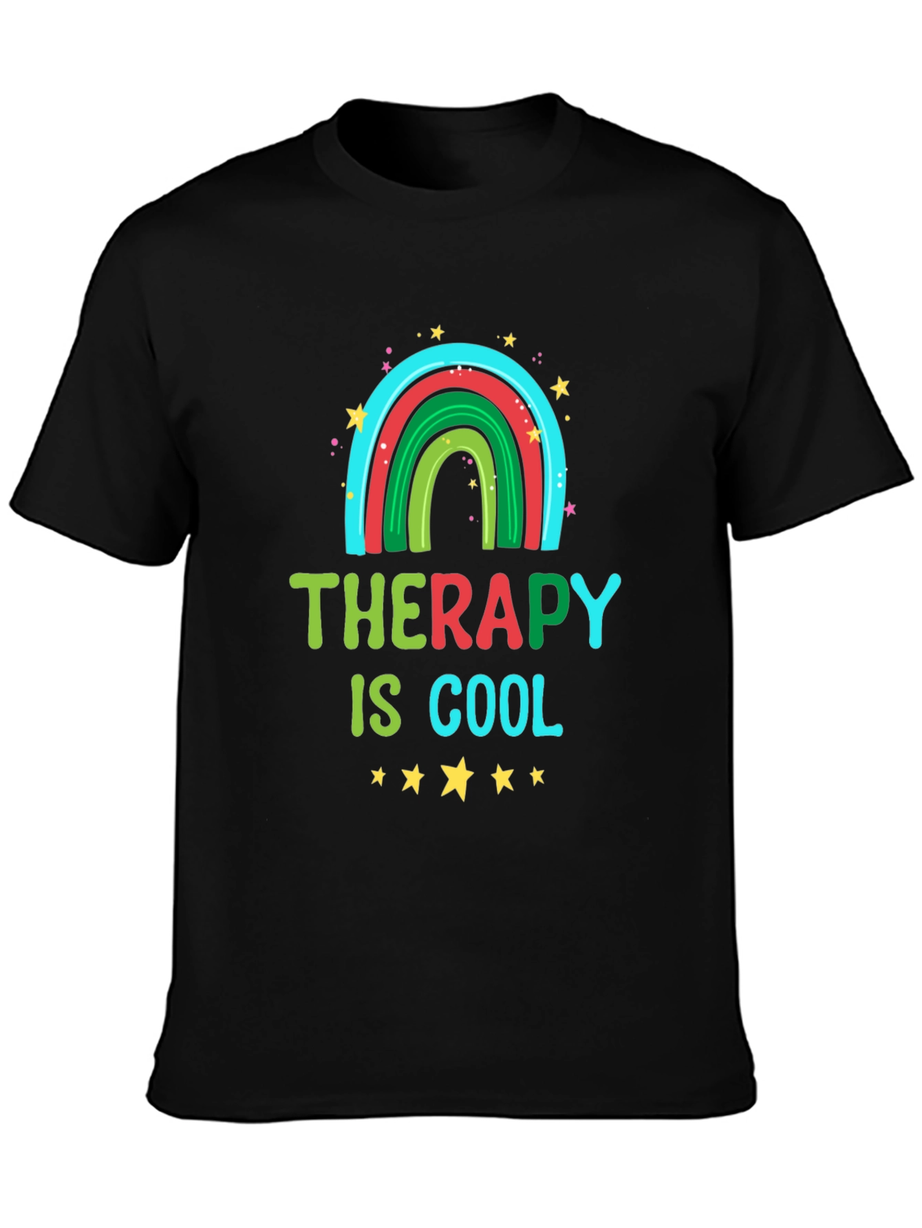 Therapy Is Cool Graphic Tee - Trendy Rainbow Design