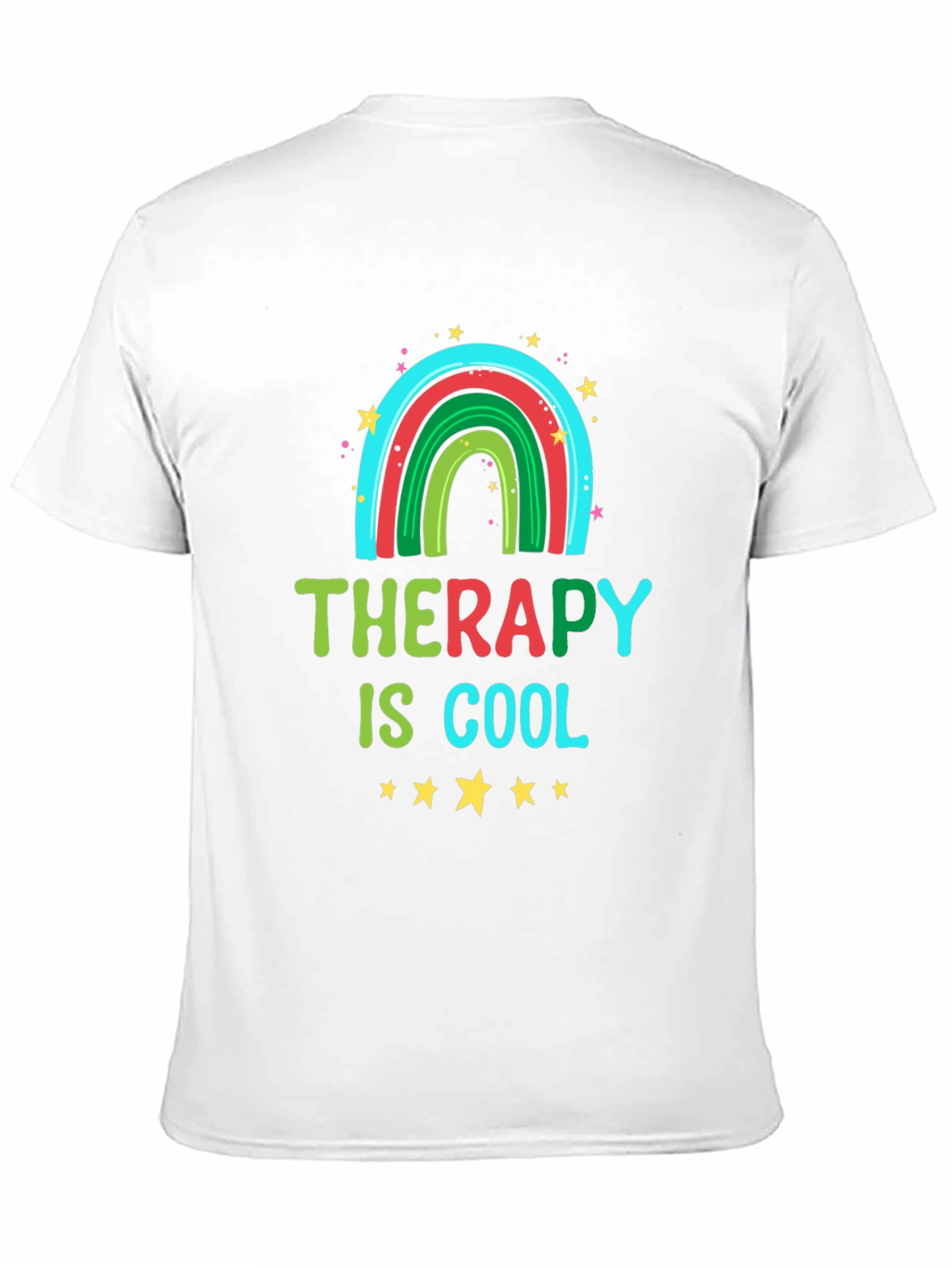 Therapy Is Cool Graphic Tee - Trendy Rainbow Design