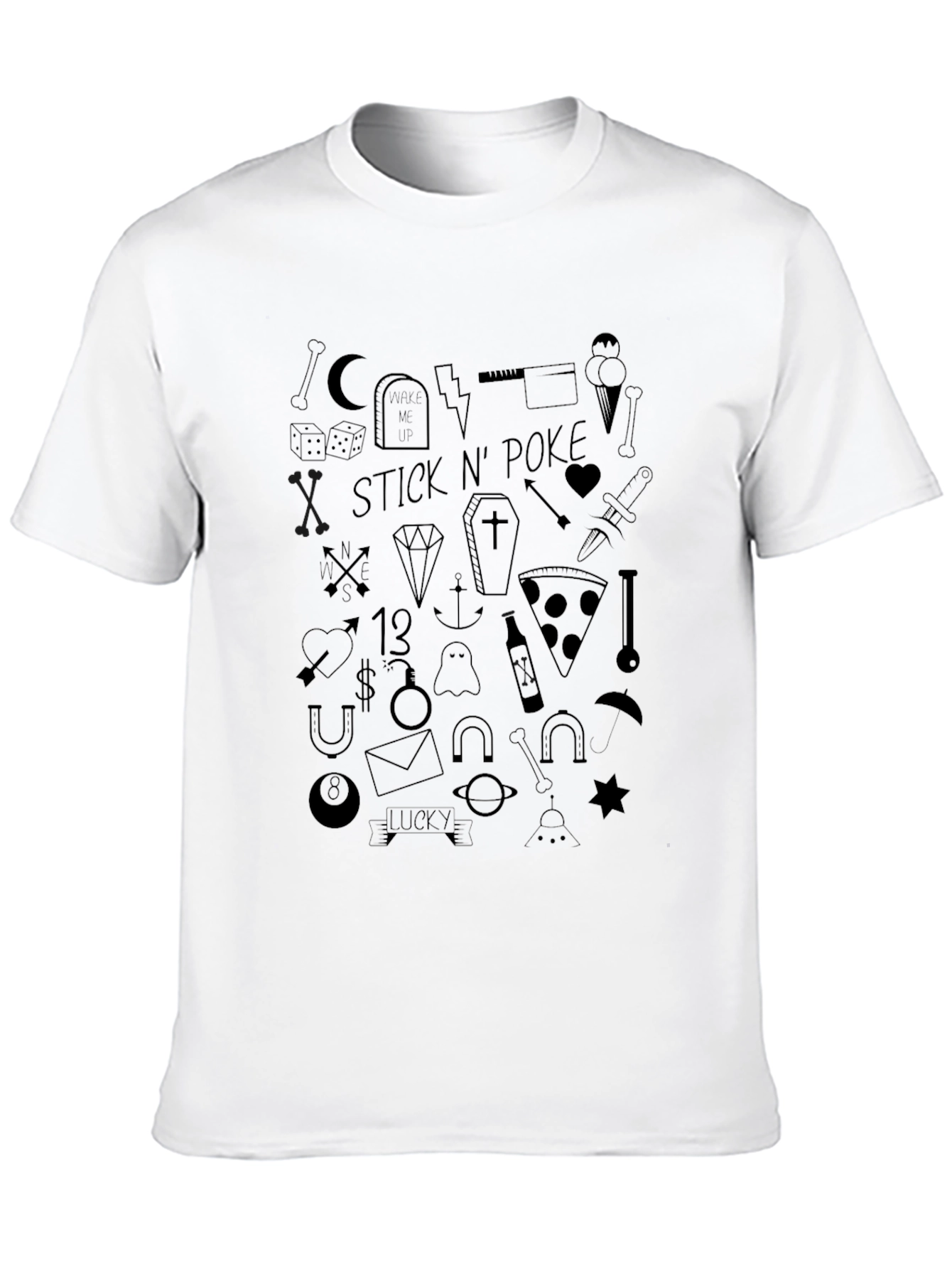 Stick N Poke Tattoo Style Black T-Shirt