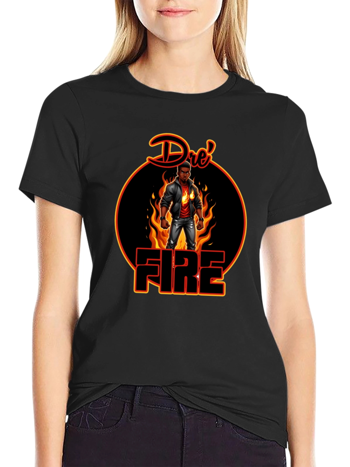 Dres Fire Graphic Tee - Cool Black T-Shirt