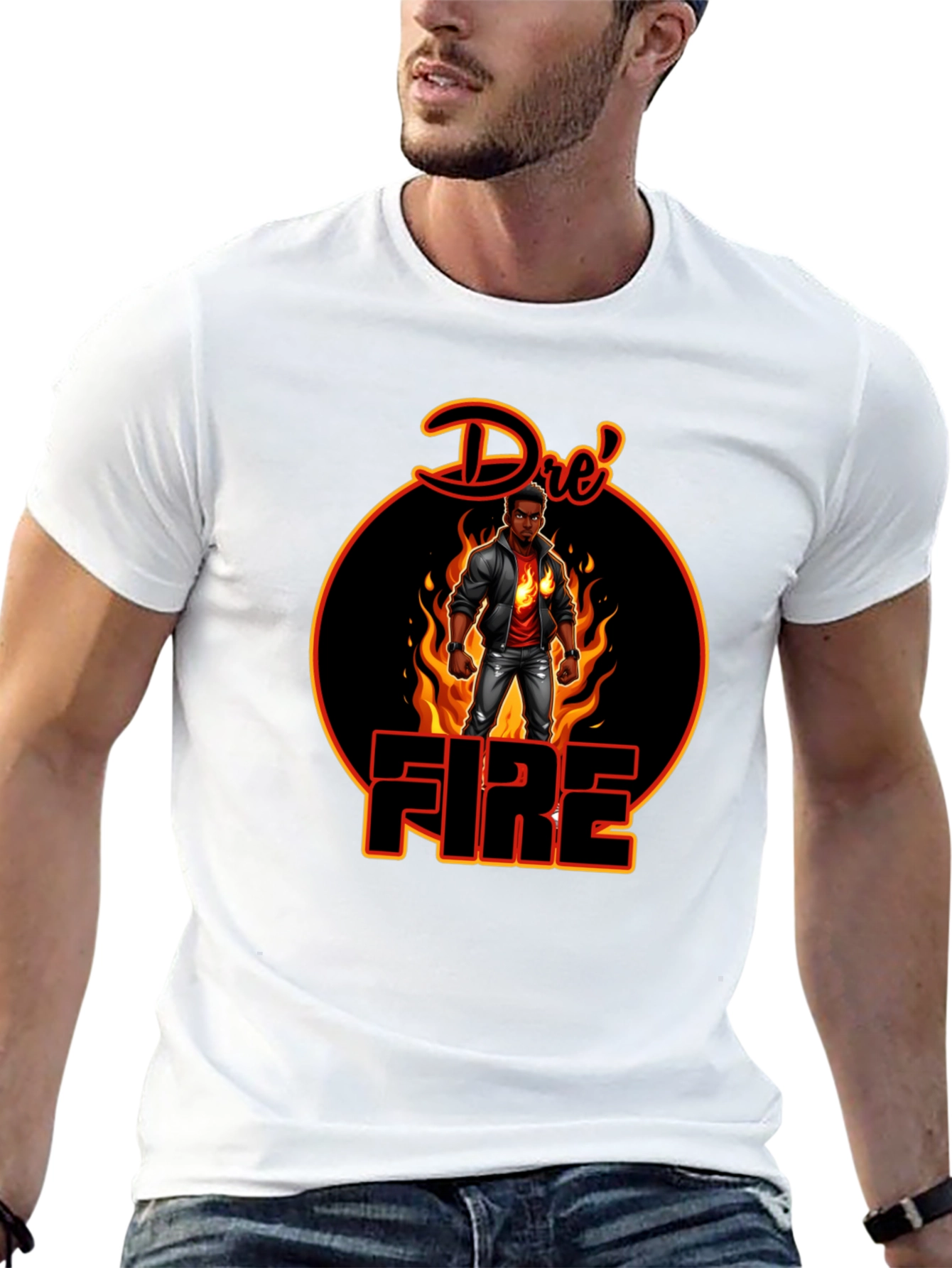 Dres Fire Graphic Tee - Cool Black T-Shirt