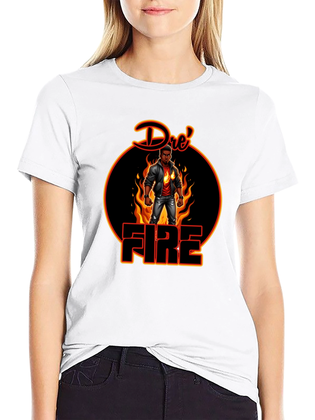 Dres Fire Graphic Tee - Cool Black T-Shirt