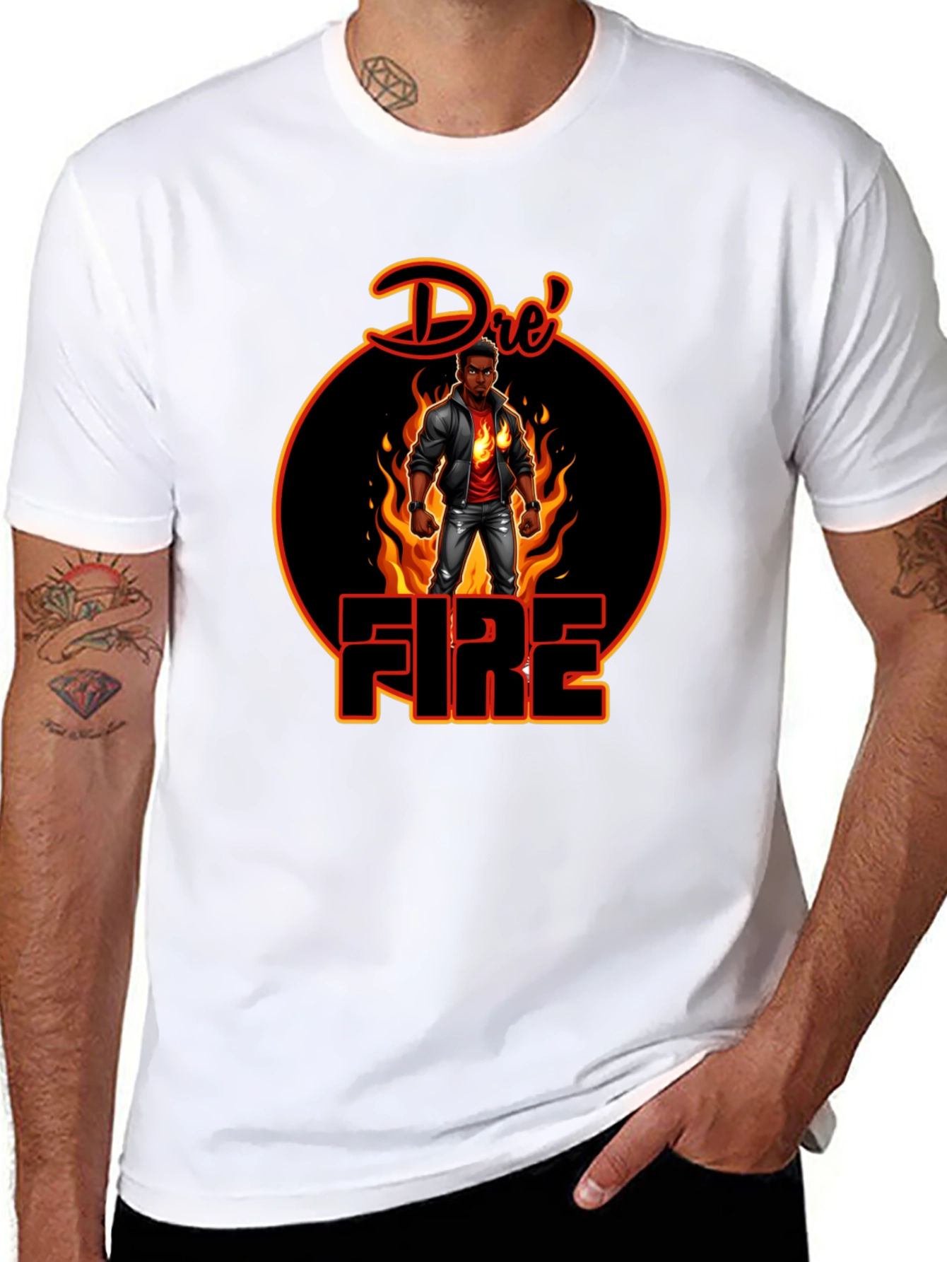 Dres Fire Graphic Tee - Cool Black T-Shirt