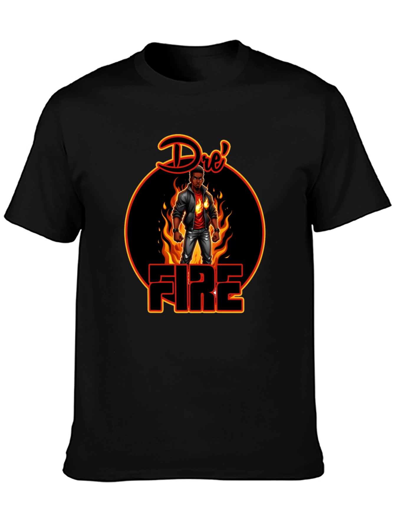 Dres Fire Graphic Tee - Cool Black T-Shirt