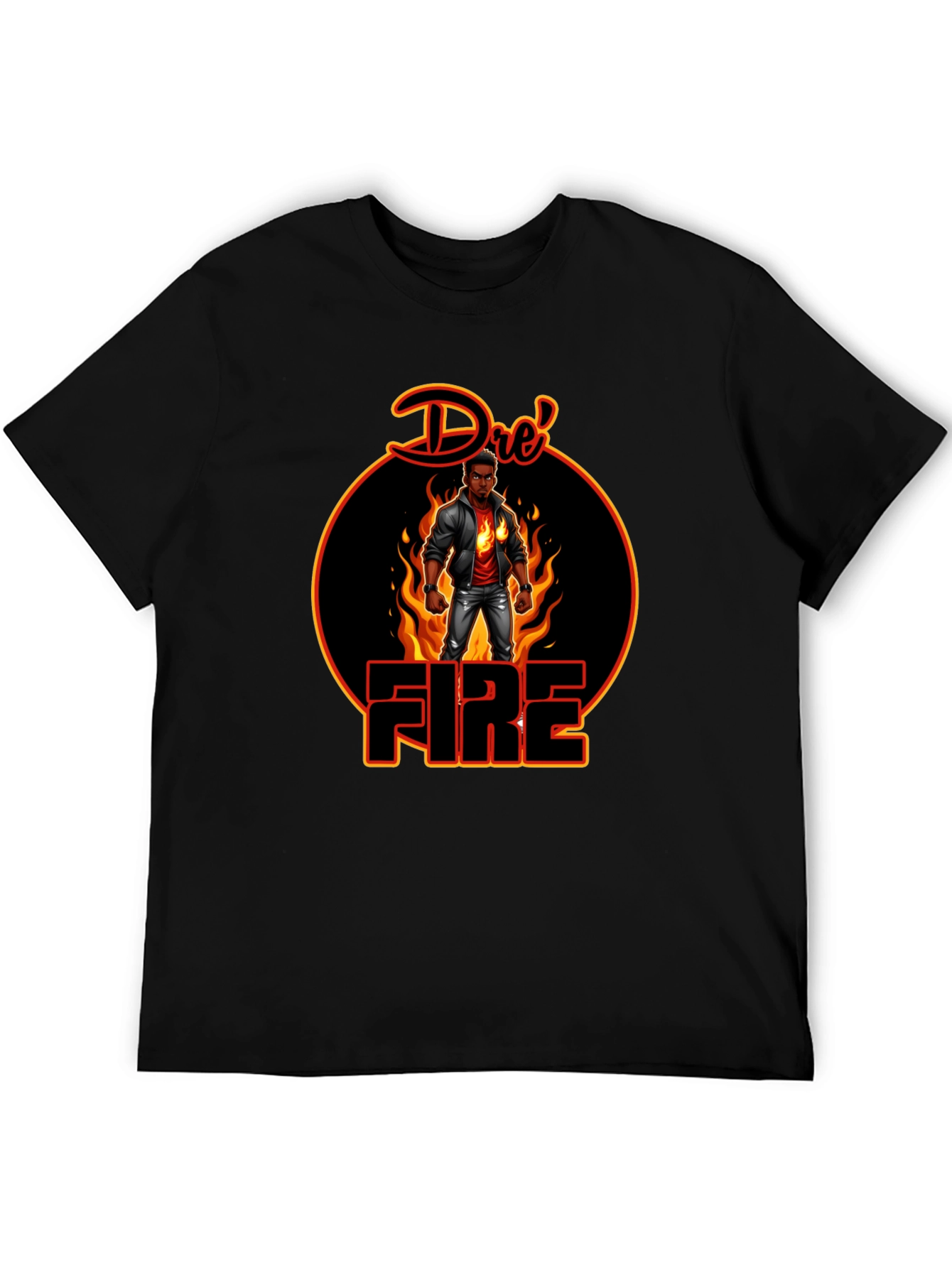 Dres Fire Graphic Tee - Cool Black T-Shirt