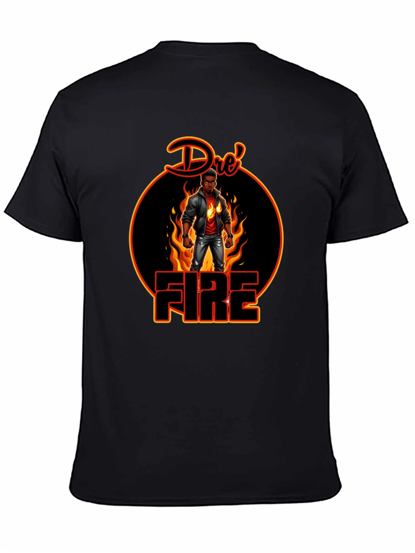 Dres Fire Graphic Tee - Cool Black T-Shirt