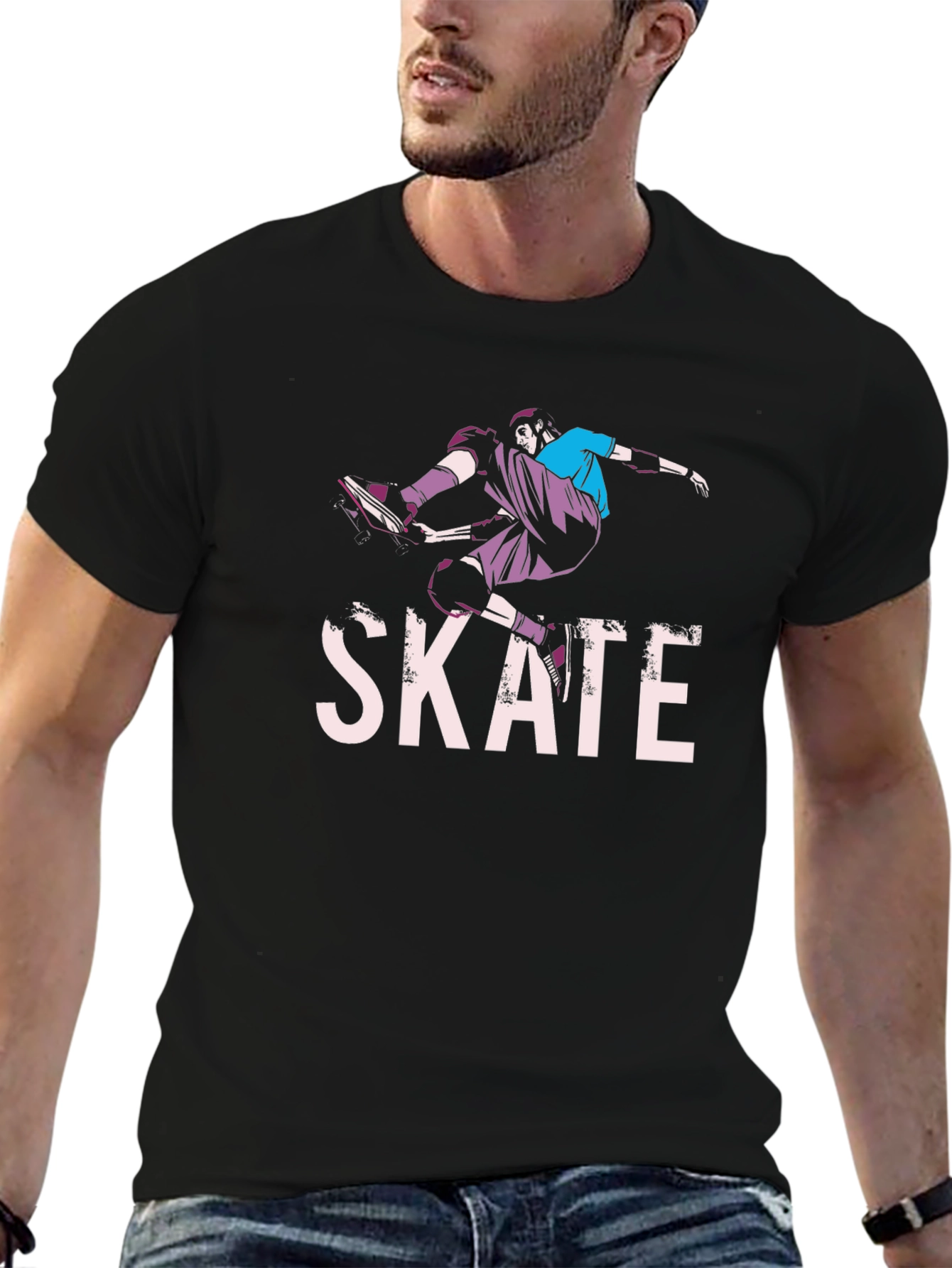 Skate T-Shirt - Black Skateboarder Graphic Tee