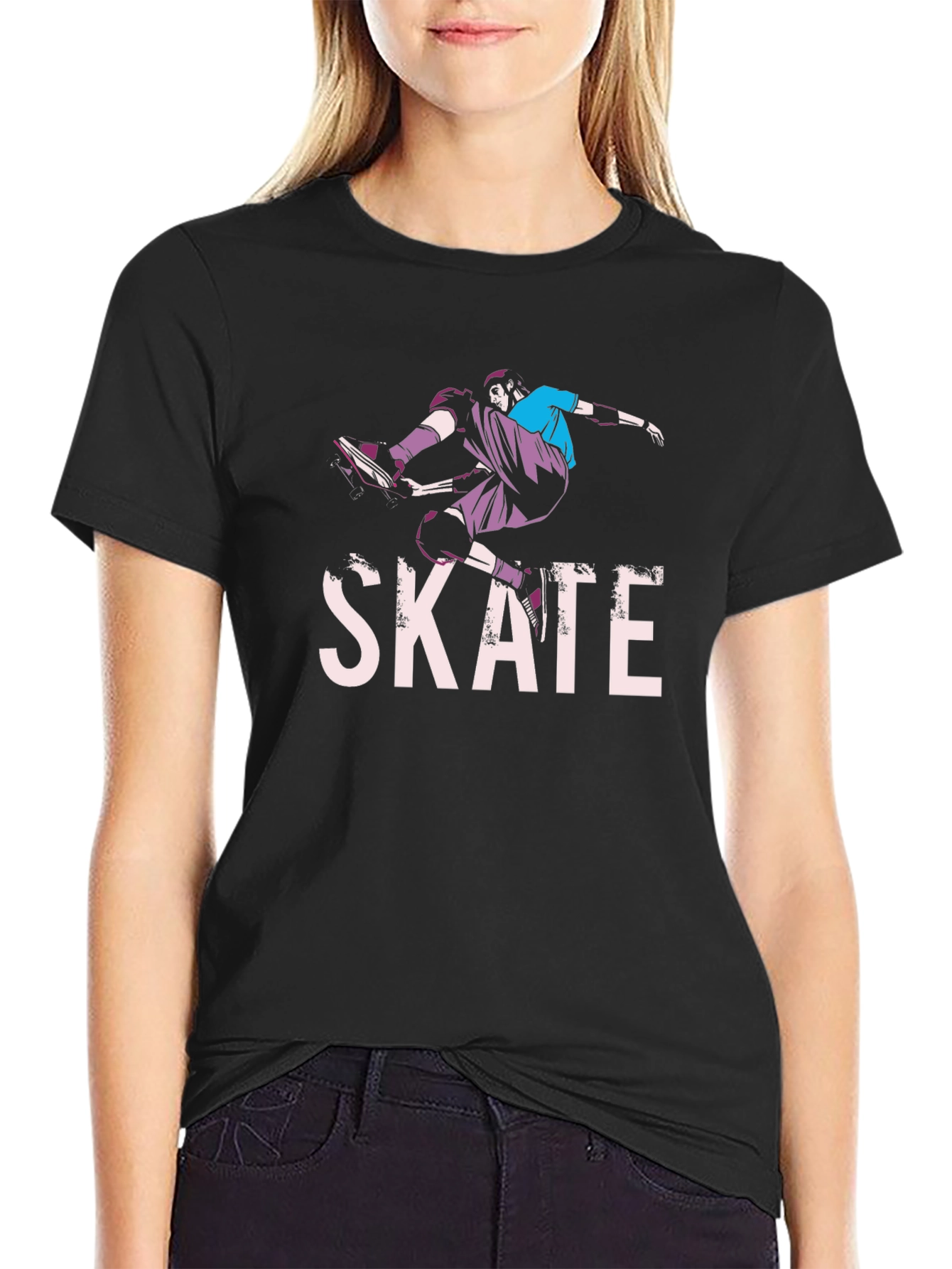 Skate T-Shirt - Black Skateboarder Graphic Tee