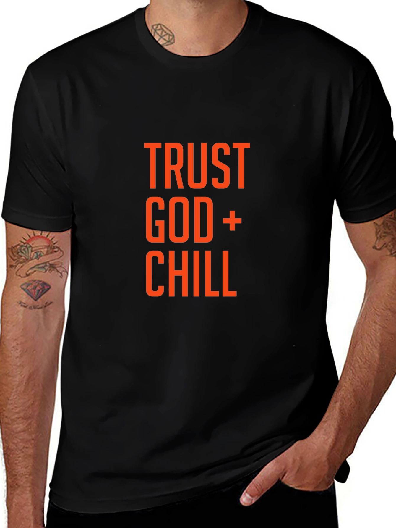 Trust God + Chill Graphic T-Shirt - Black
