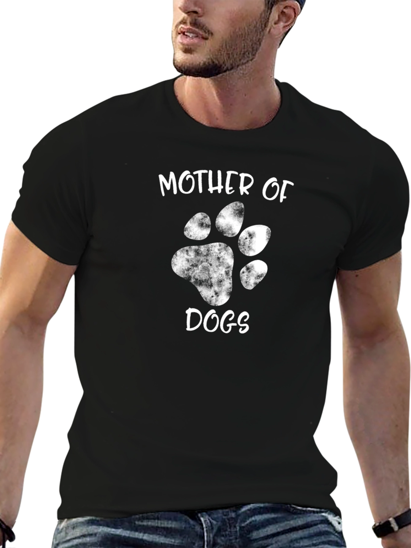 Mother of Dogs Paw Print T-Shirt - Black