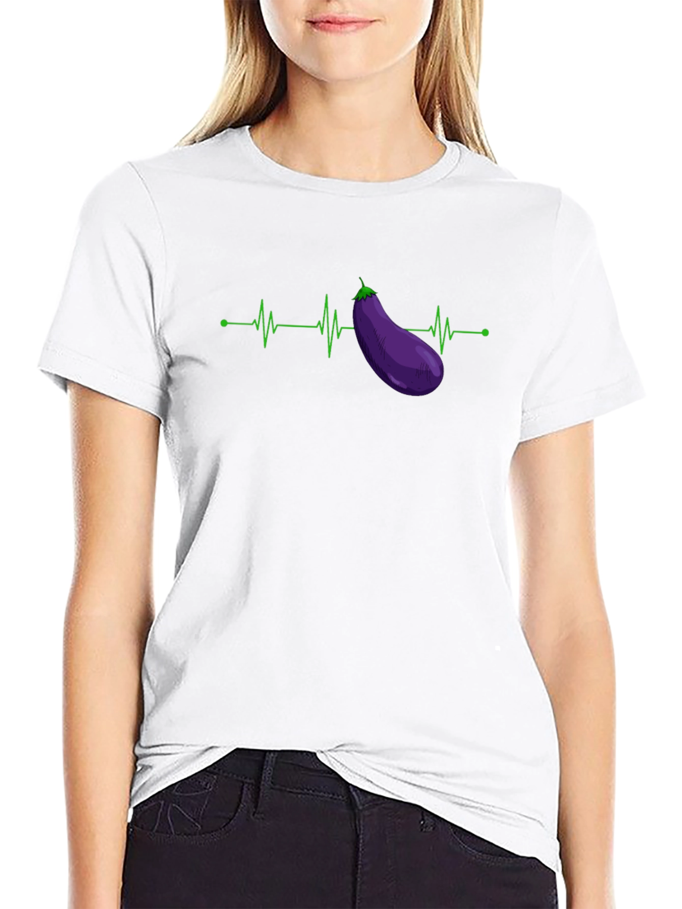 Eggplant Heartbeat T-Shirt - Novelty Graphic Tee