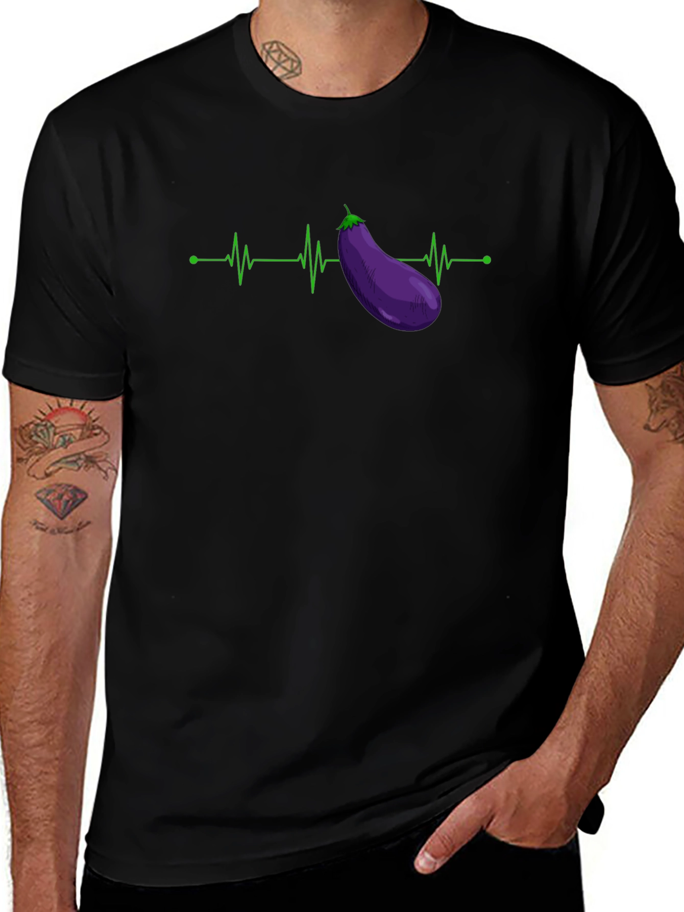 Eggplant Heartbeat T-Shirt - Novelty Graphic Tee