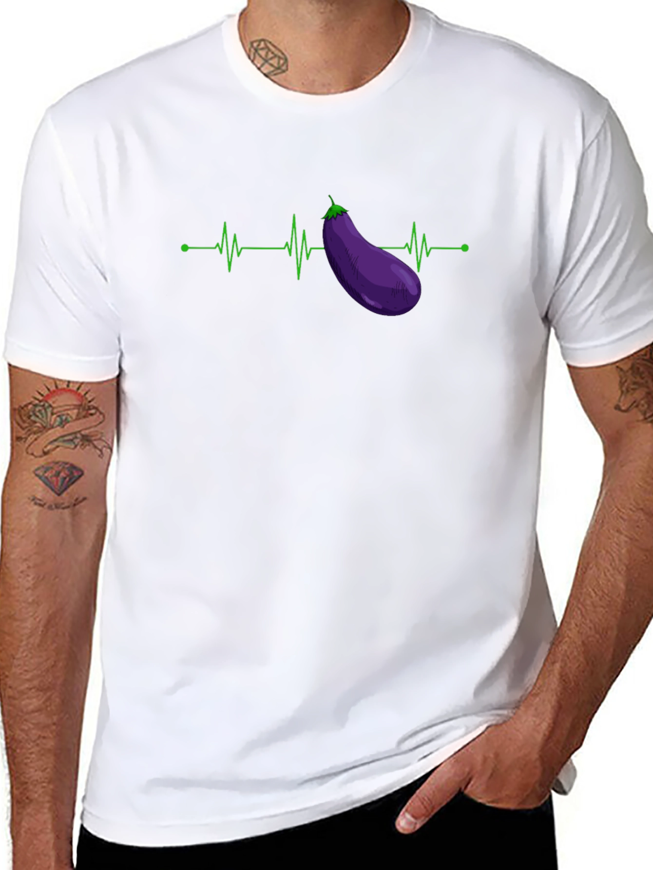 Eggplant Heartbeat T-Shirt - Novelty Graphic Tee