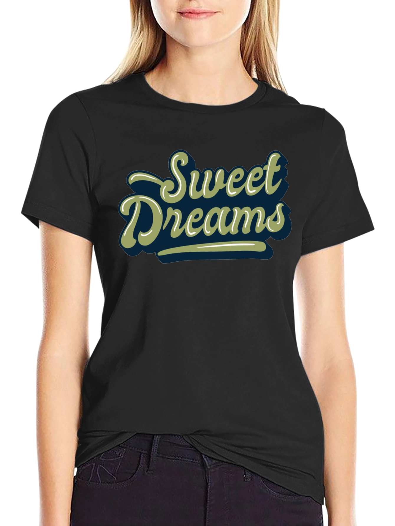 Sweet Dreams Graphic Print Black T-Shirt