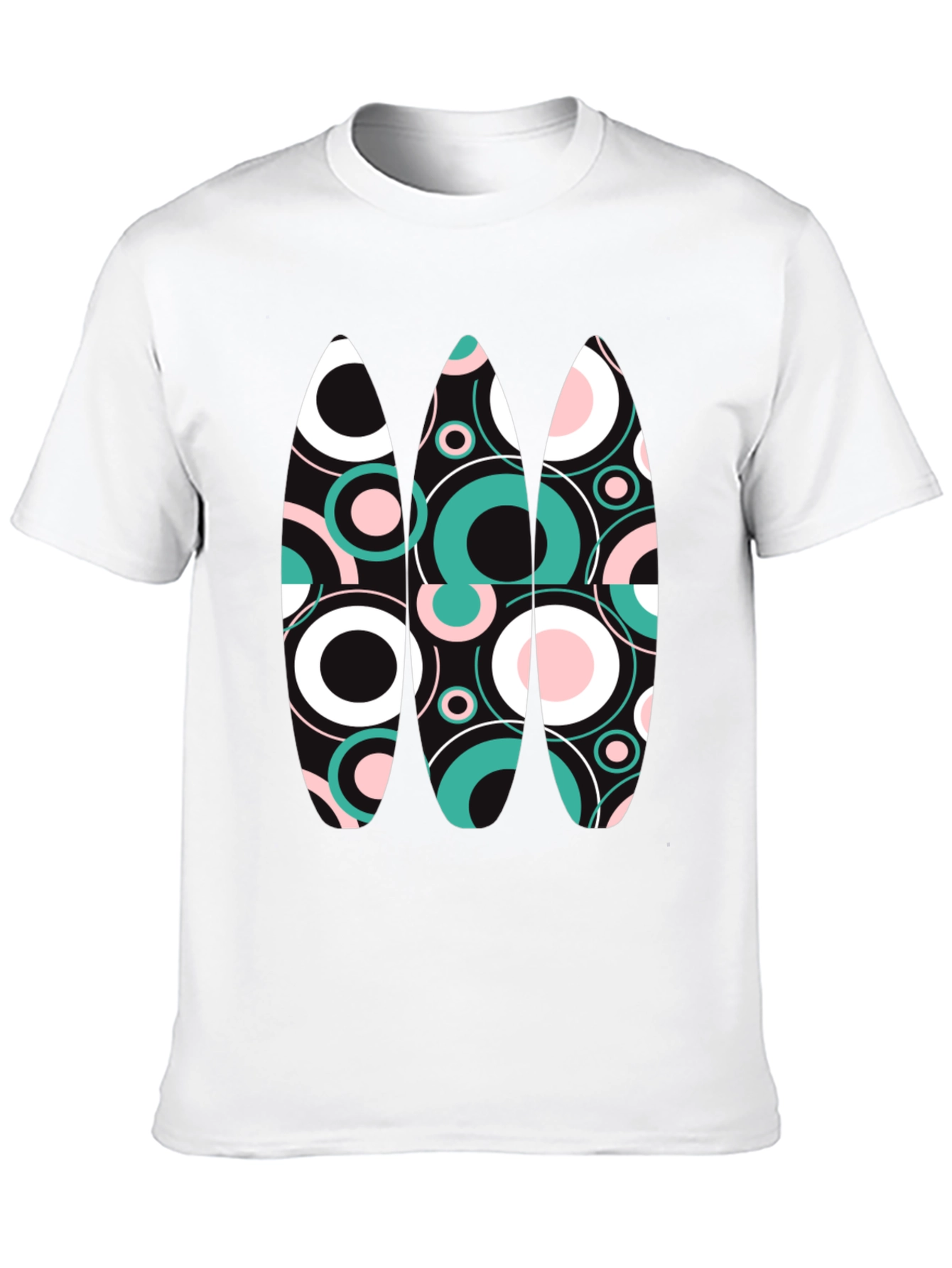 Retro Circles Graphic Tee - Black Cotton Blend