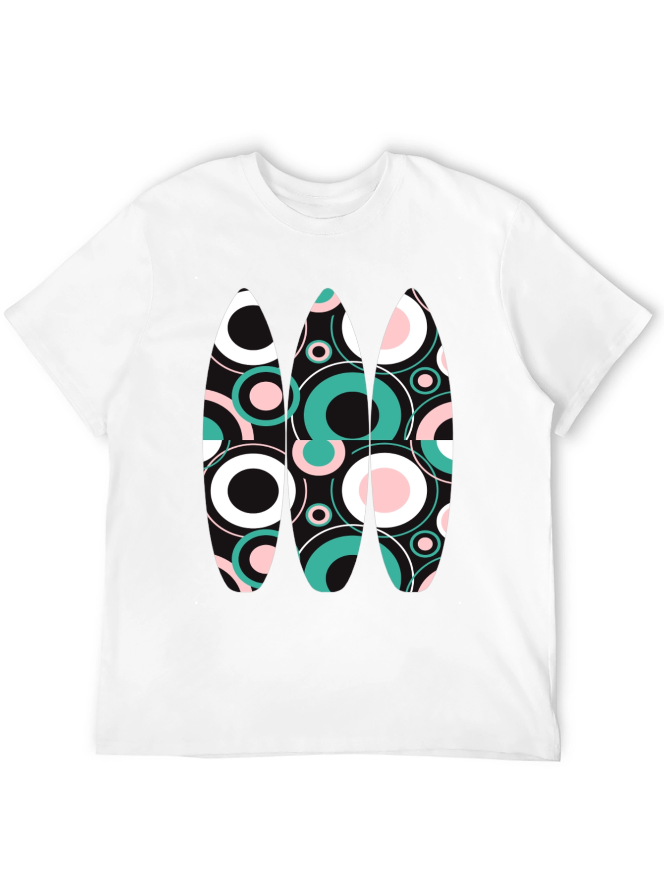 Retro Circles Graphic Tee - Black Cotton Blend