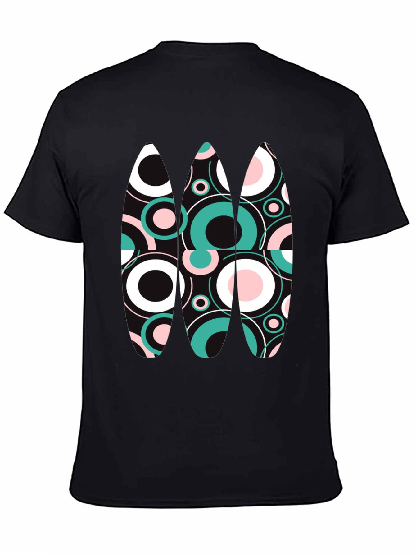 Retro Circles Graphic Tee - Black Cotton Blend