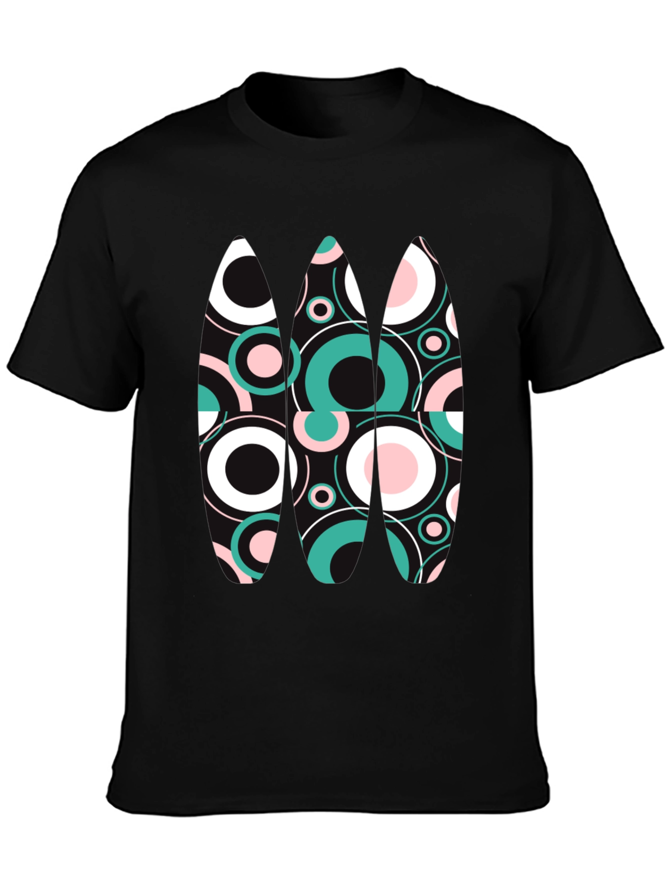 Retro Circles Graphic Tee - Black Cotton Blend