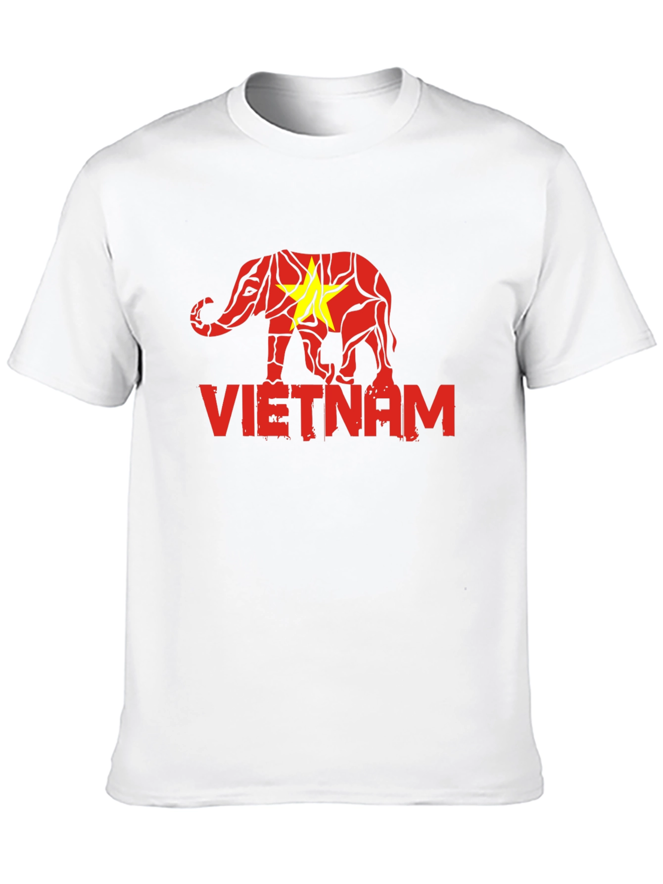 Vietnam Elephant Flag Graphic Tee - Black Cotton