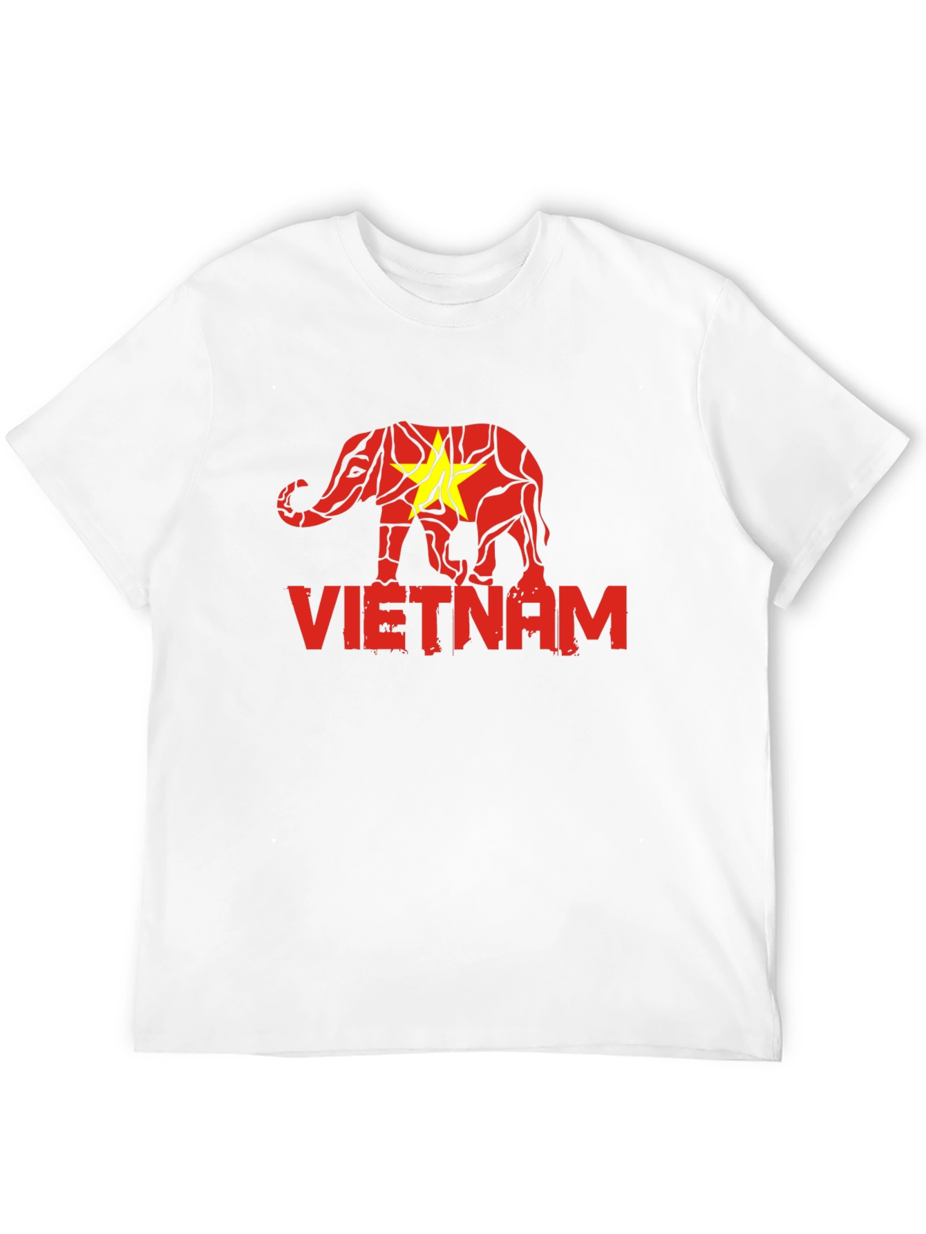 Vietnam Elephant Flag Graphic Tee - Black Cotton