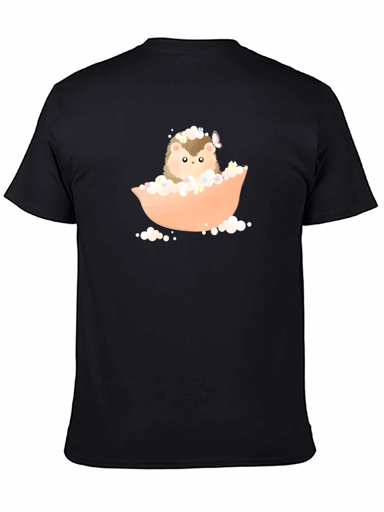 Cute Hedgehog Bath T-Shirt - Black