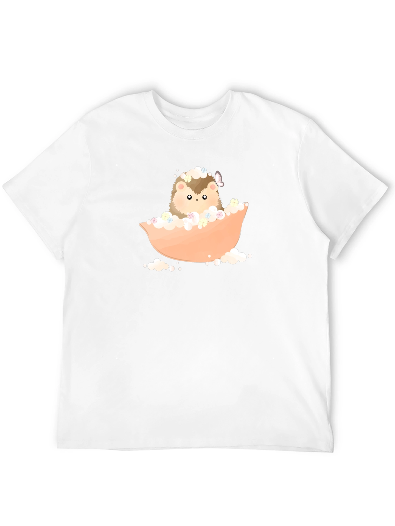 Cute Hedgehog Bath T-Shirt - Black