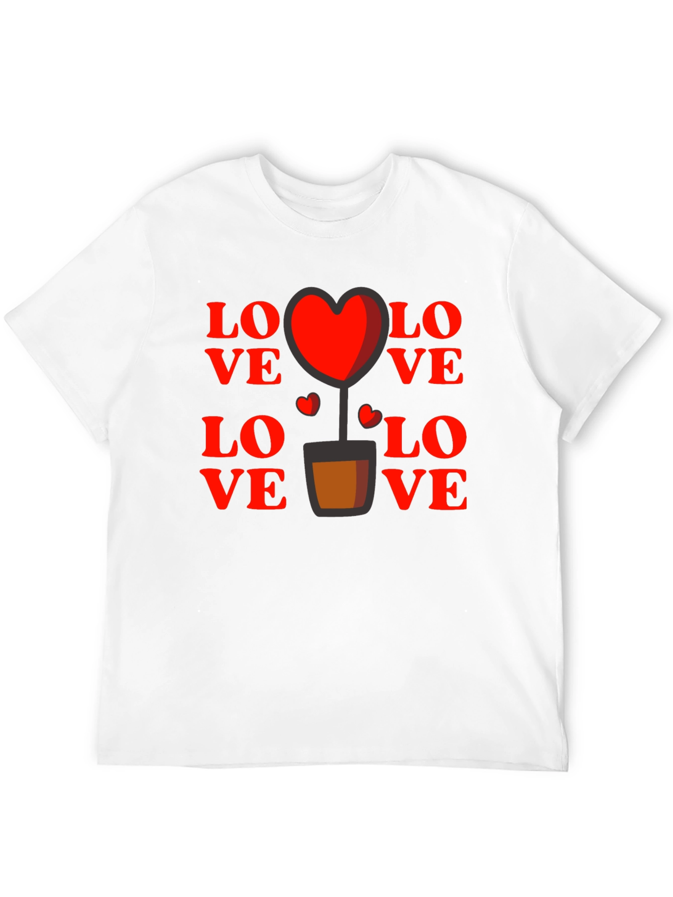 Love Heart Plant Graphic Tee - Black