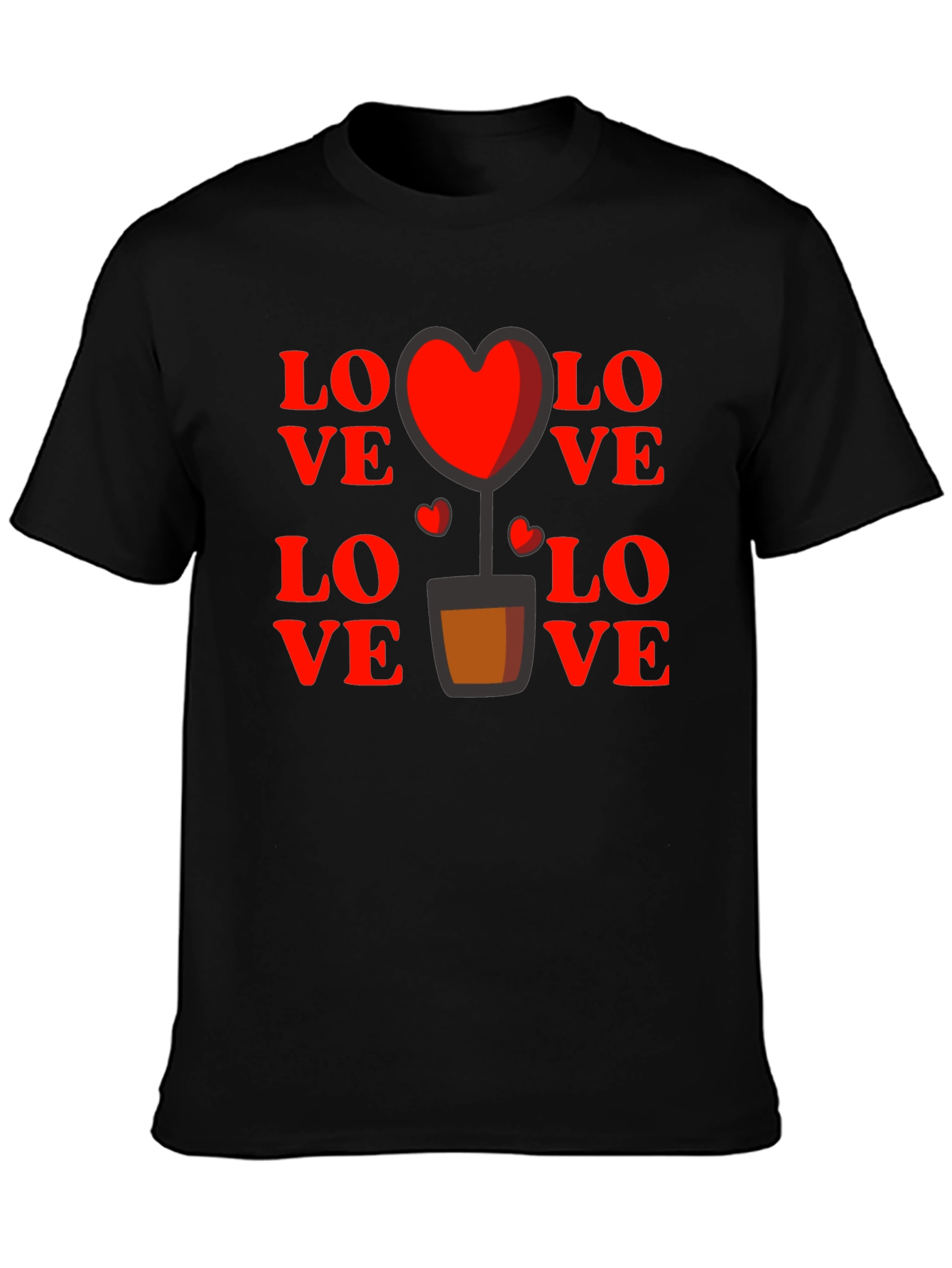 Love Heart Plant Graphic Tee - Black