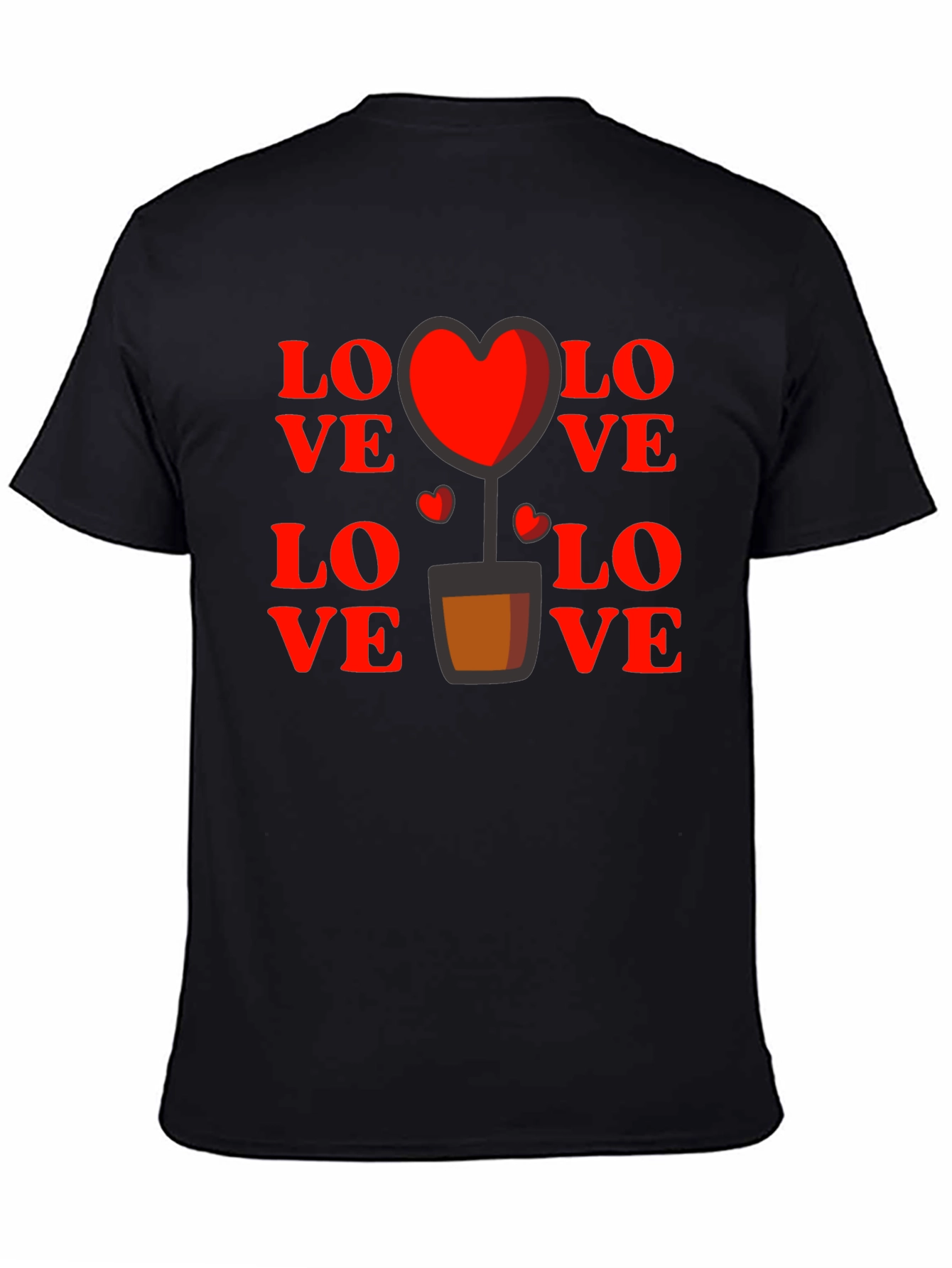 Love Heart Plant Graphic Tee - Black