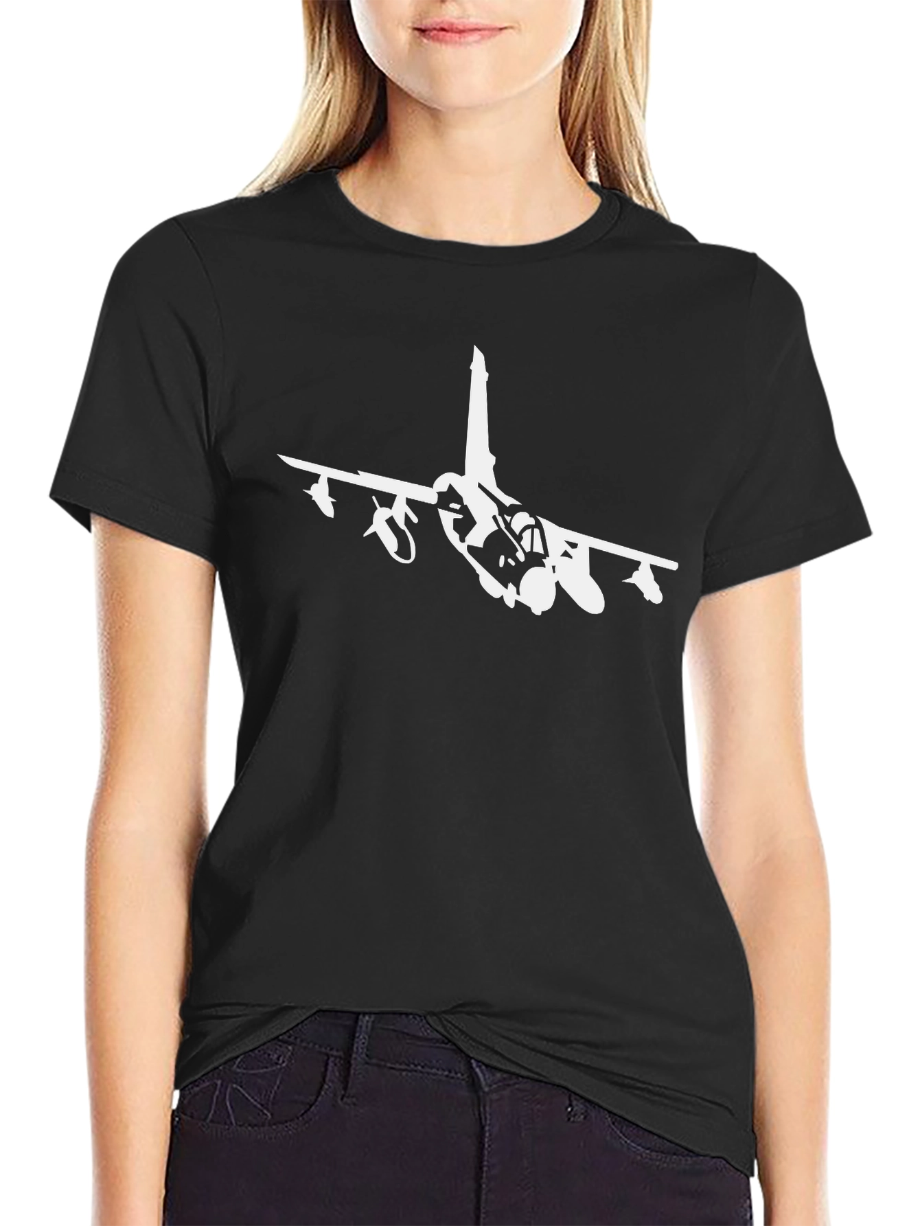 Jet Fighter Graphic T-Shirt - Black