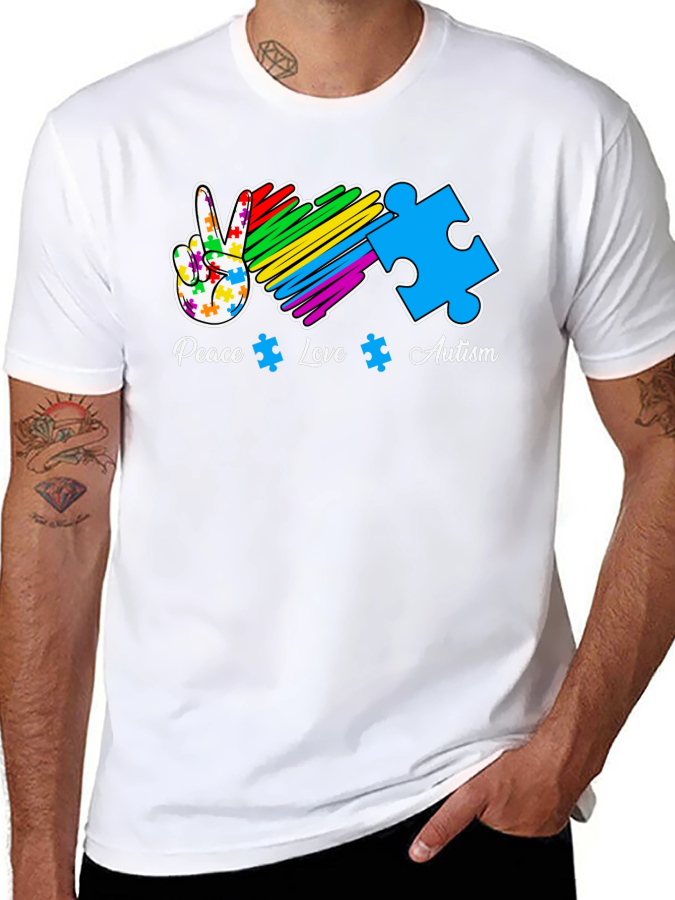 Peace Love Autism Puzzle T-Shirt