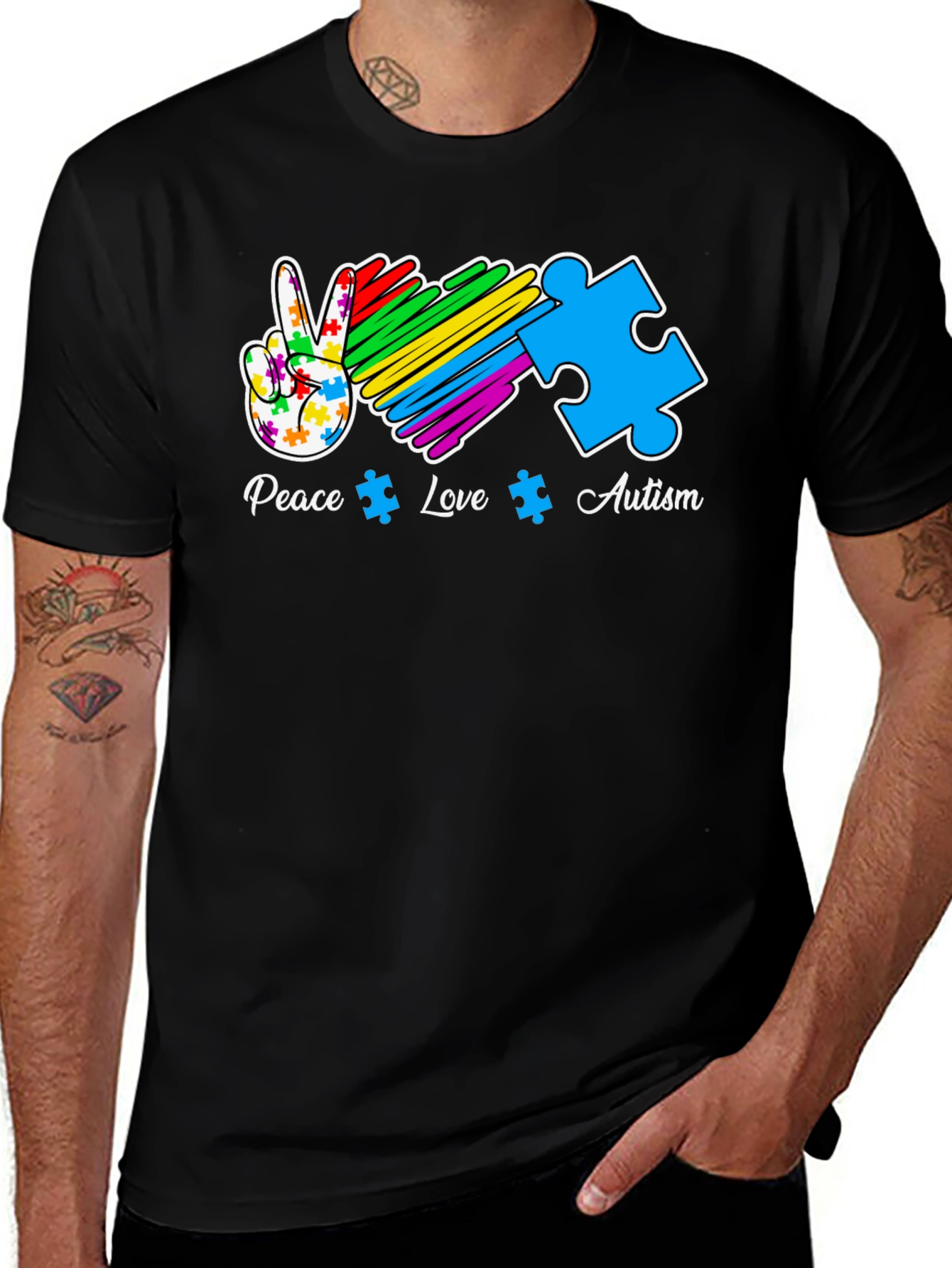 Peace Love Autism Puzzle T-Shirt