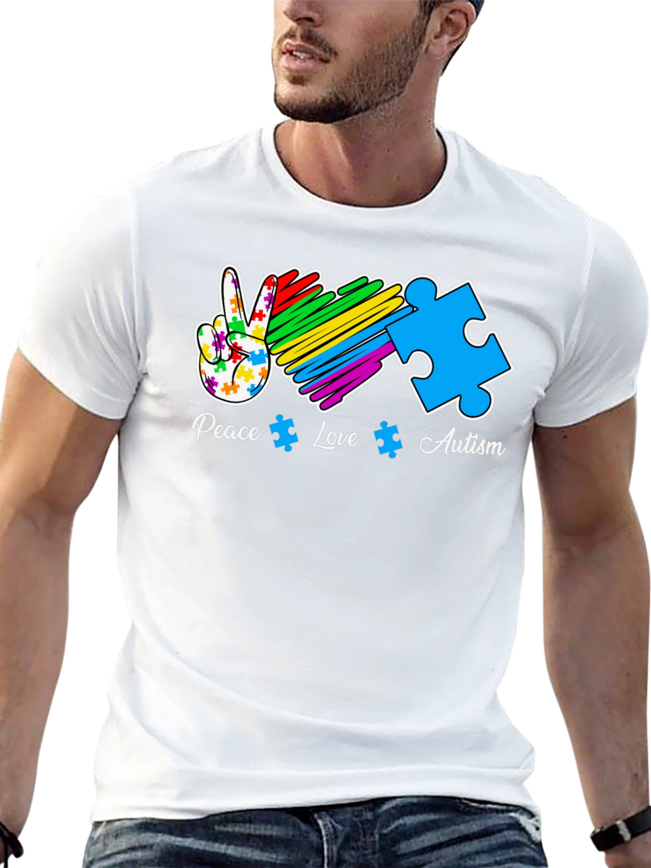 Peace Love Autism Puzzle T-Shirt