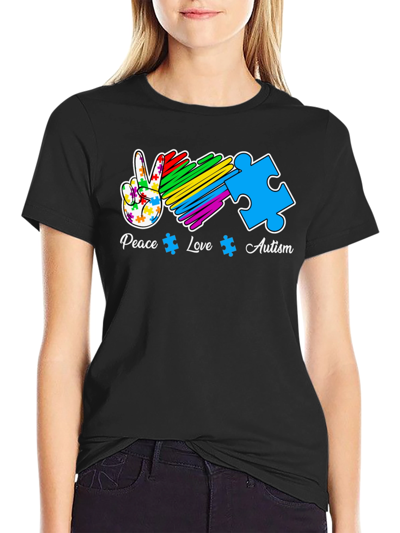 Peace Love Autism Puzzle T-Shirt
