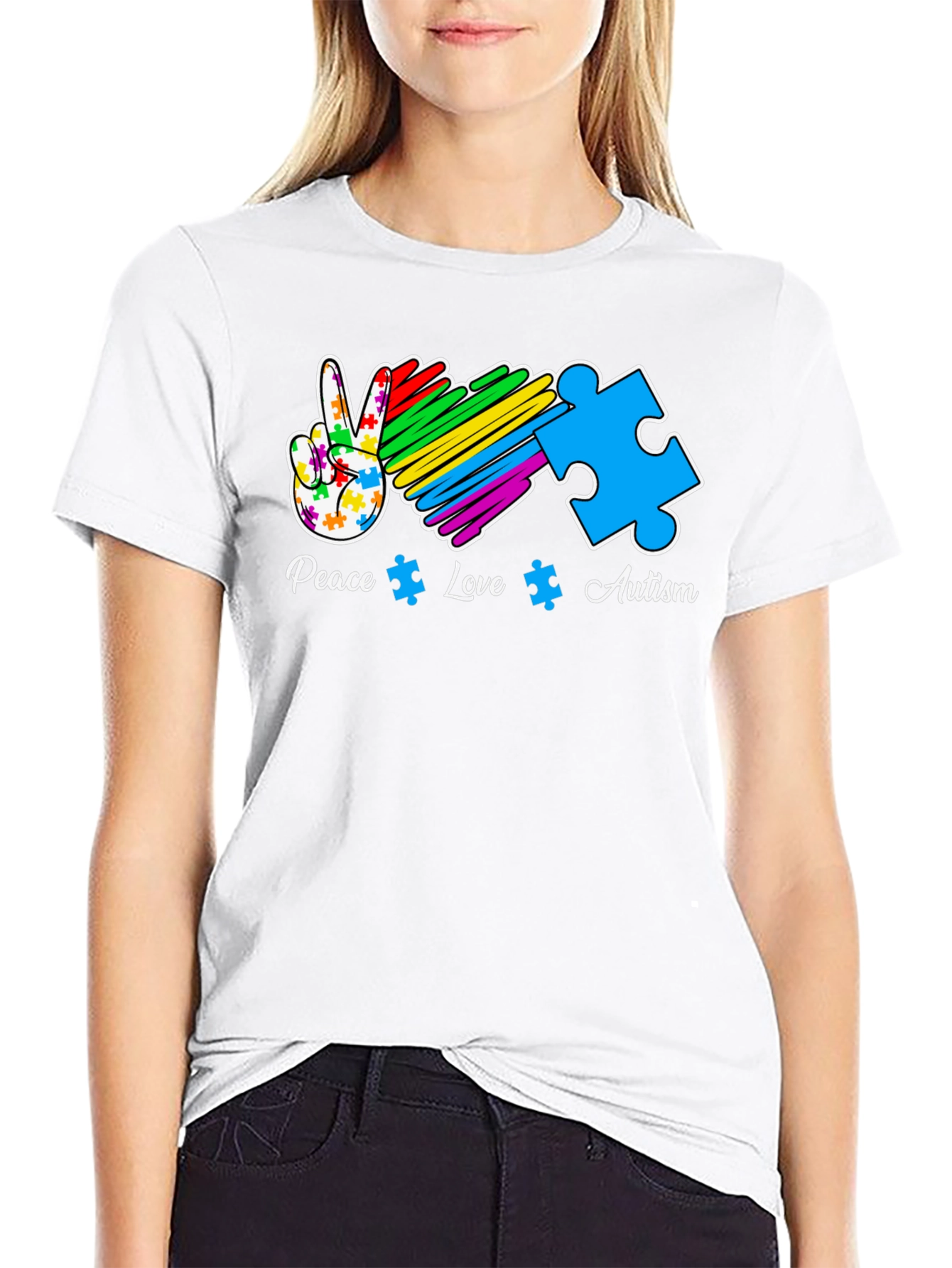 Peace Love Autism Puzzle T-Shirt