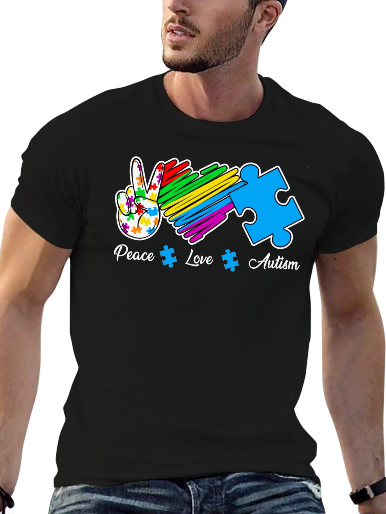 Peace Love Autism Puzzle T-Shirt
