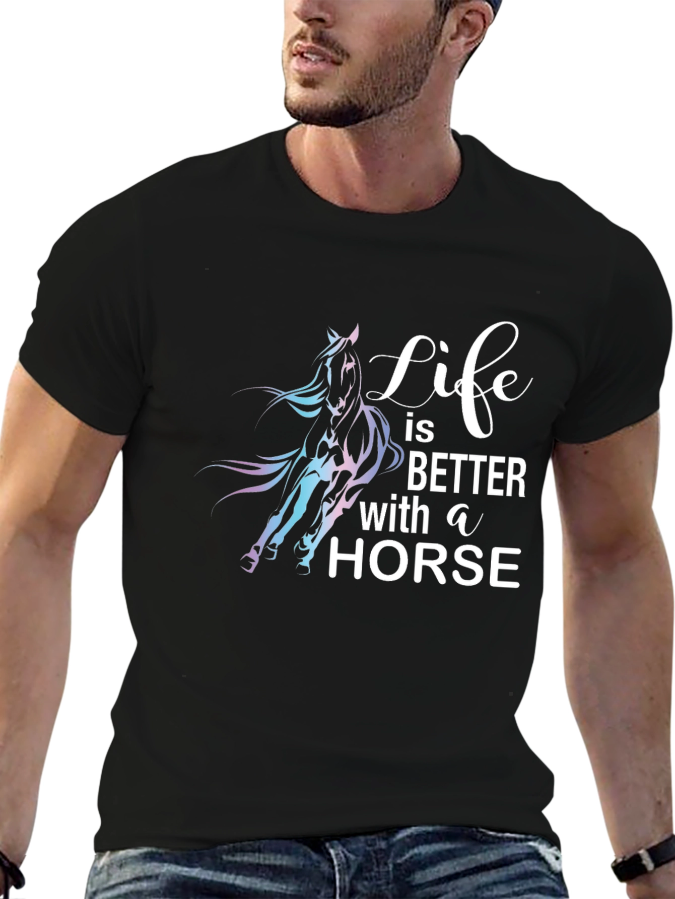 Life is Better with a Horse Black T-Shirt