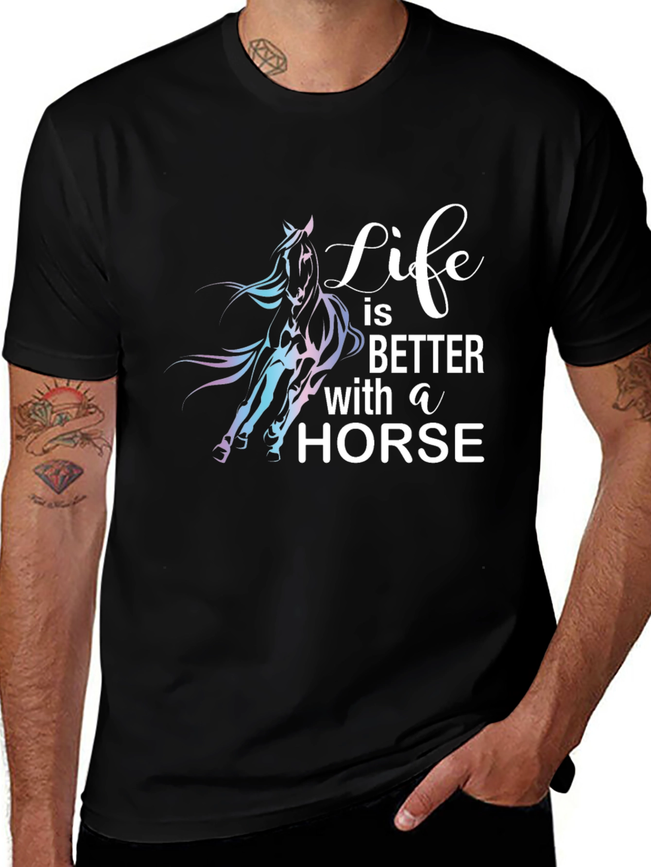 Life is Better with a Horse Black T-Shirt