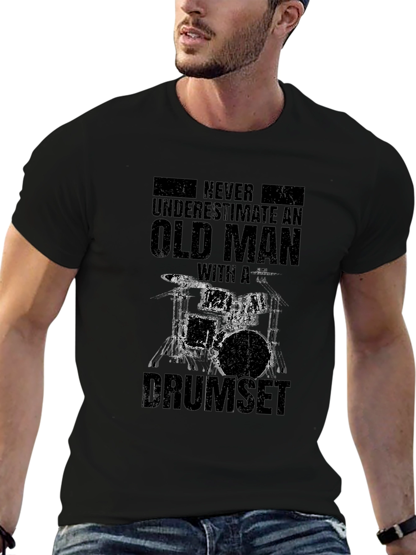 Old Man Drumset T-Shirt - Never Underestimate!
