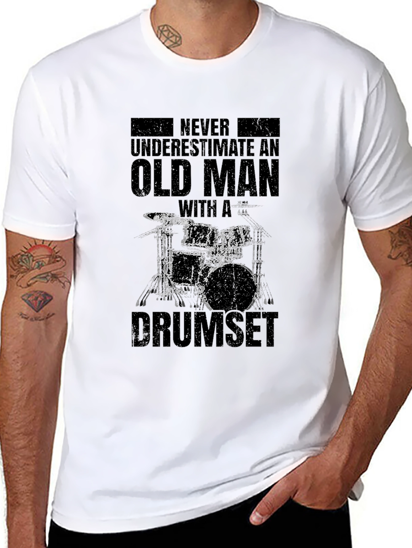 Old Man Drumset T-Shirt - Never Underestimate!