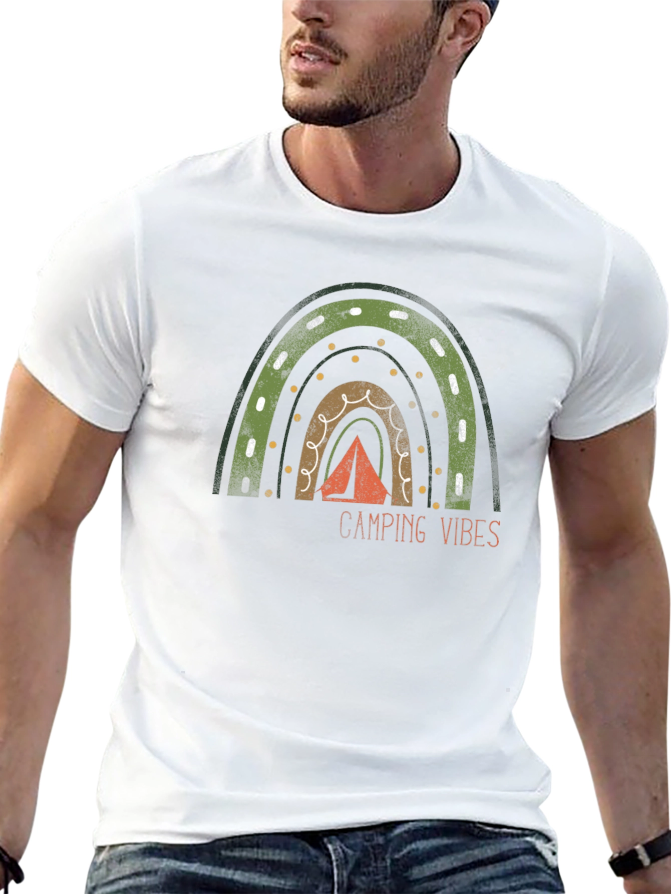 Camping Vibes Rainbow Graphic Tee