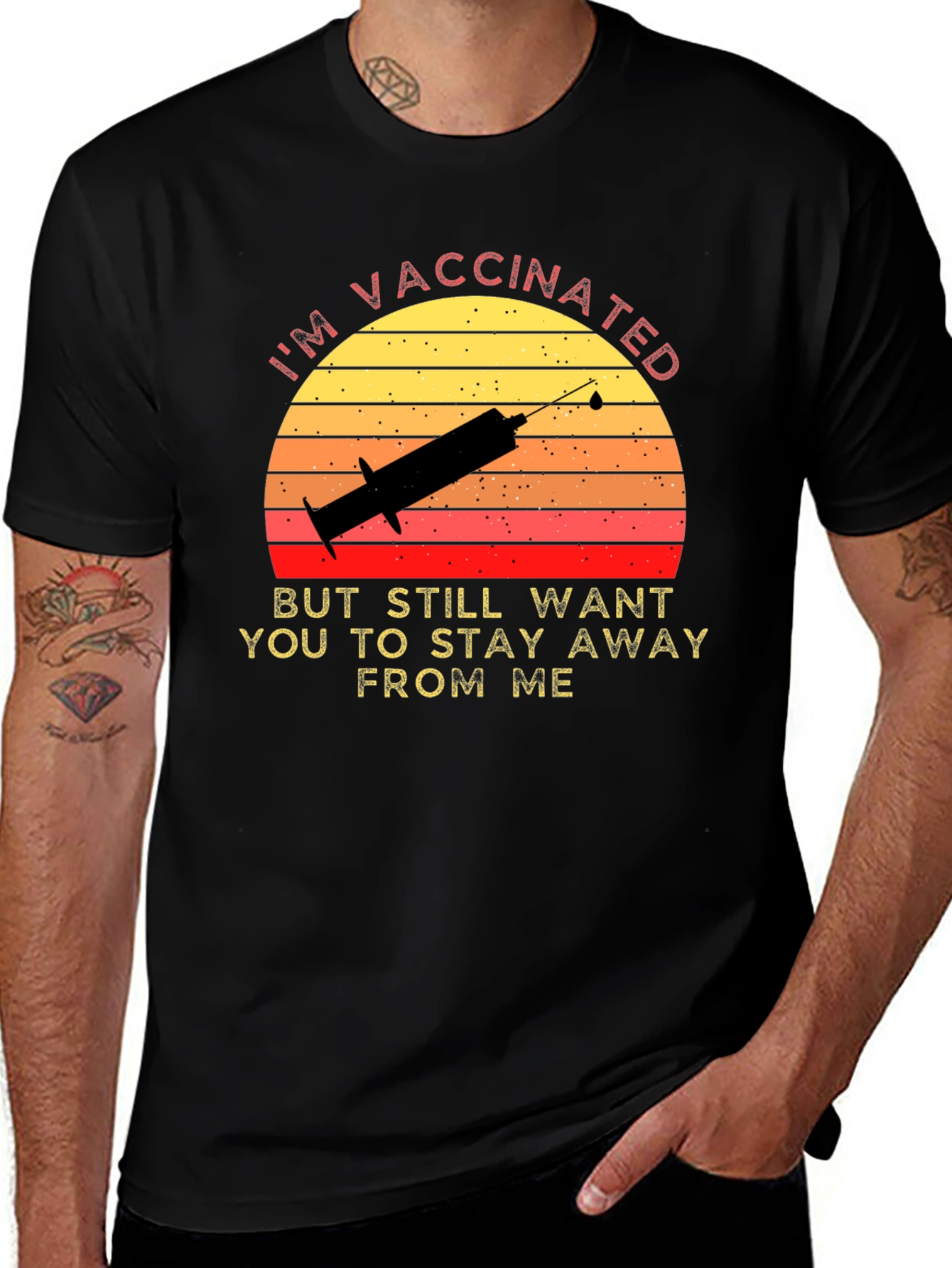 Vaccinated Stay Away T-Shirt Novelty Tee