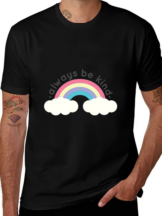 Always Be Kind Rainbow Graphic Tee - Black