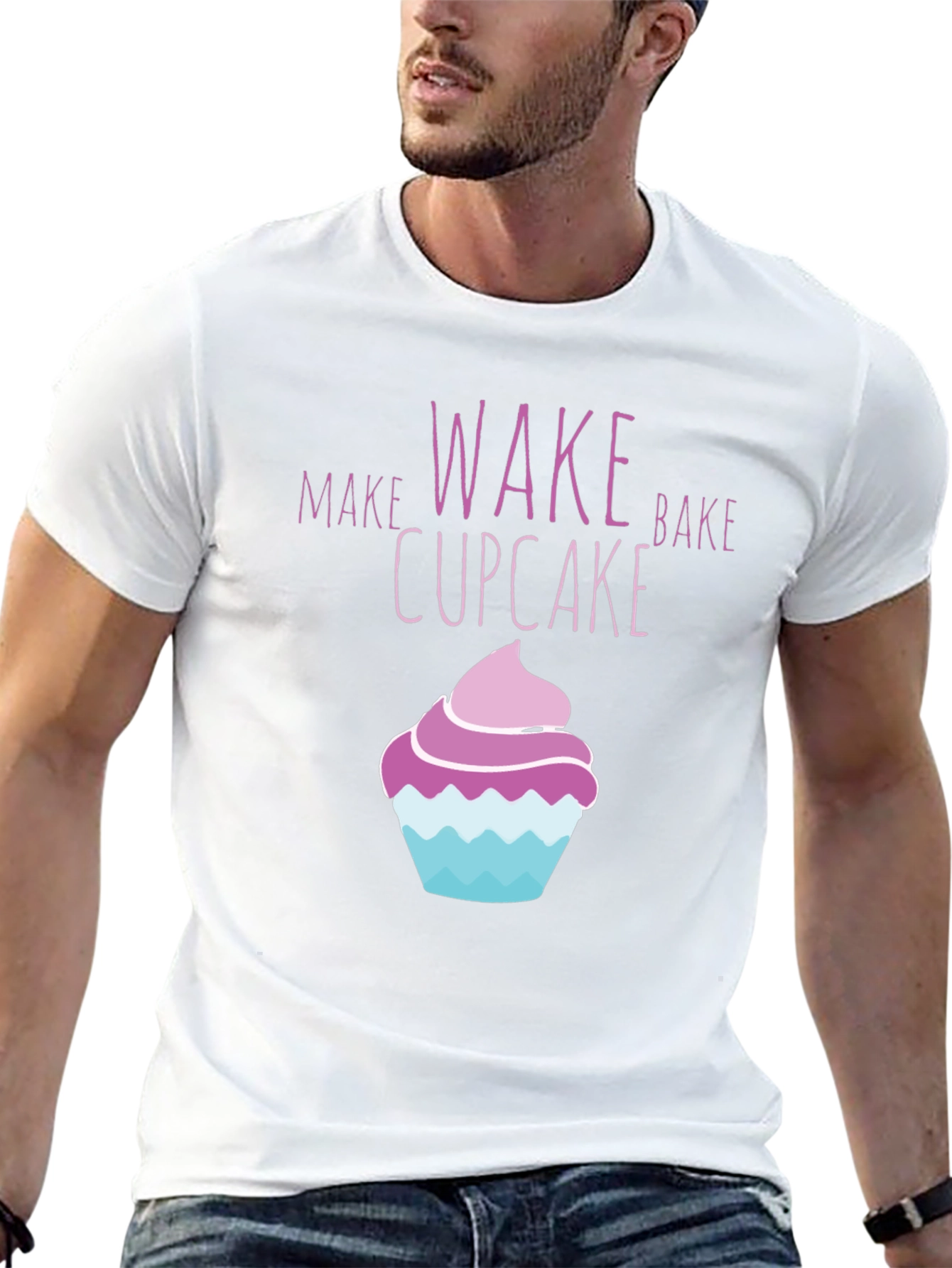 Wake Bake Cupcake Graphic T-Shirt - Black